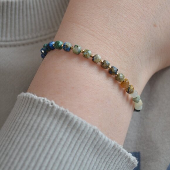 Chrysocolla Gemstone Beaded Bracelet - Handmade - Picture 13 of 13